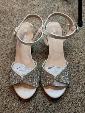 Girls' Silver Rhinestone Ankle-Strap Dress Sandals